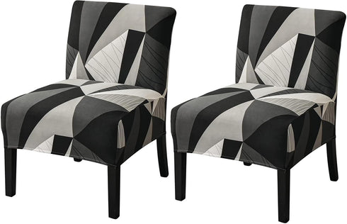 lihuitong Armless Chair Slipcover 2 Pieces Printed Armless Accent Chair Cover Stretch Spandex