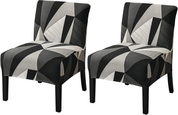 lihuitong Armless Chair Slipcover 2 Pieces Printed Armless Accent Chair Cover Stretch Spandex