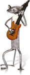 Too-arts A Playing Guitar Cat Metal Sculpture, Iron Statue Handwork Handicrafts, 3 Funny Design