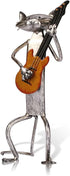 Too-arts A Playing Guitar Cat Metal Sculpture, Iron Statue Handwork Handicrafts, 3 Funny Design