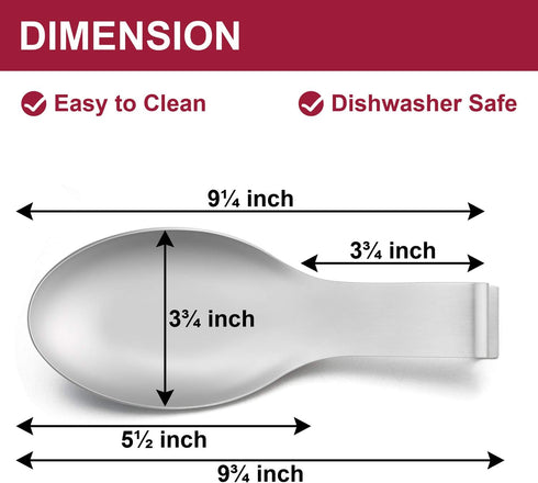 E-far Stainless Steel Spoon Rest, Ladle Holder for Kitchen Stove Top, Large Size & Dishwasher Safe