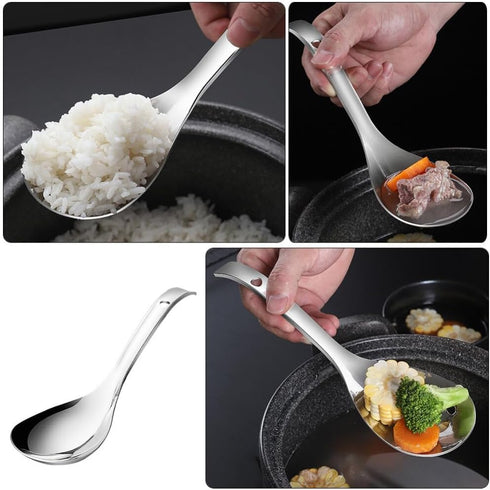 BESTonZON Stainless Steel Rice Paddle, Rice Spoon, Kitchen Utensil, Rice Scooper, Soup Scoop for Home Restaurant