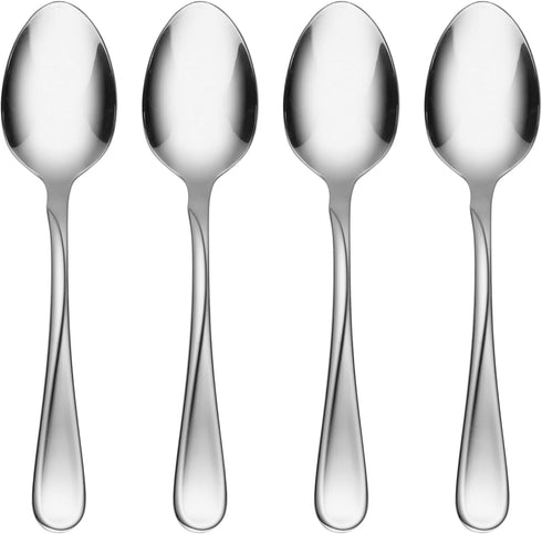 Oneida Flight Everyday Flatware Teaspoons, Set of 4, 18/0 Stainless Steel, Silver
