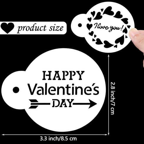 Outus 30 Pieces Valentine's Day Cake Stencils Reusable Valentine Cookie Stencils Cake Cookies Baking Painting Mould Heart Stencil Templates Coffee Stencils for Valentine's Day Party Supplies