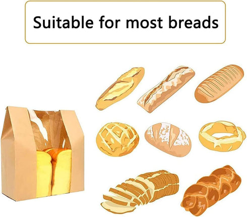 10 Pack Large Paper Bread Bags for Homemade Sourdough Loaves with Window for Gift Giving, 13.7x8.2x3.5 inch