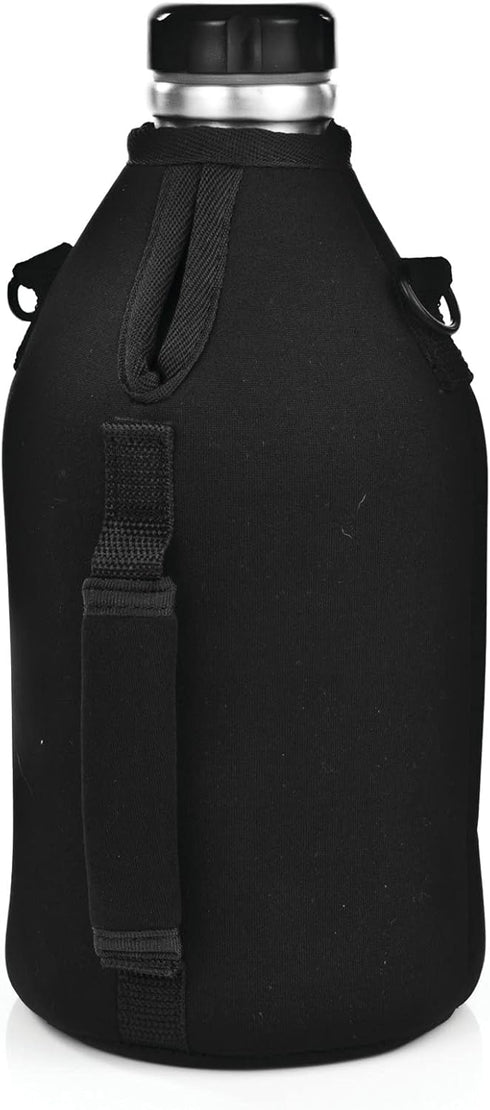 Frostbite Beer Growler Sling Tote Bag Carrier - Insulated Cooler Bag, Fits 64 oz, Adjustable Strap, Black