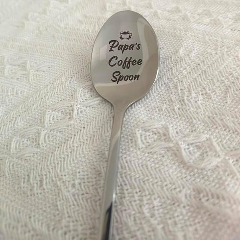 Papa Coffee Spoon Gifts from Granddaughter Grandson Coffee Tea Gift Spoons for Grandpa Papa Christmas Birthday Gifts for Grandfather Papa Coffee Lover Engraved Ice Cream Spoon