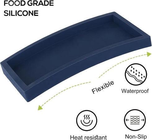 Small Silicone Bathroom Vanity Tray, Rectangle Soap and Sponge Holder for Kitchen Sink