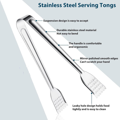 8 Pack Serving Tongs by Tcoin, 9 Inch Functional Tongs for Serving Food at Parties and Holiday Get-togethers.
