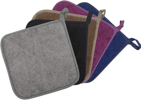 100% Cotton Kitchen Terry Pot Holder Set of 5, Heat Resistant Coaster for Cooking and Baking (Multi Color)