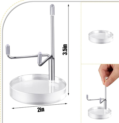 4 Pcs Adjustable Metal Arms Display Stand Easel with Round Acrylic Base Decorative Display Easel Holder Acrylic Easel Crystal Display Stand for Geodes Mineral Agate (2 x 2 x 3.5 Inch)