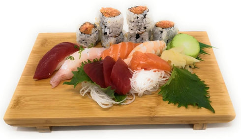 THY COLLECTIBLES Sashimi Sushi Bamboo Serving Geta Plate, Japanese Style Tableware Bamboo Sushi Board