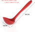 Silicone Soup Ladle Spoon Set of 2, Nonstick Heat Resistant, Long Handle, Big Round Scoop, Red and Black