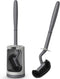 HAMITOR Toilet Bowl Brush Holder Set, Curved Design with Holder for Deep Cleaning, Compact Hidden Scrubber, Gray