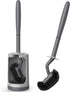 HAMITOR Toilet Bowl Brush Holder Set, Curved Design with Holder for Deep Cleaning, Compact Hidden Scrubber, Gray