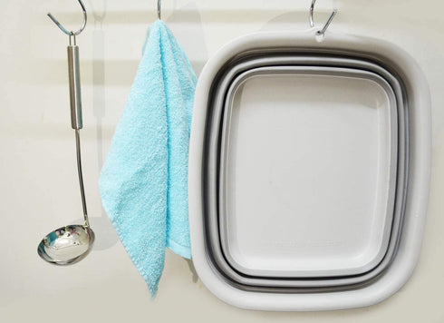 SAMMART 7.7L (2 Gallon) Collapsible Tub - Foldable Dish Tub, Portable Washing Basin (Grey, S)