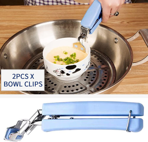 2 Pack Bowl Clip, Stainless Steel Gripper Clips for Moving Hot Plates or Bowls from Microwave, Oven, Air Fryer (2pcs)