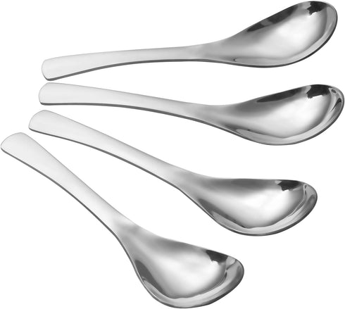 4 Pack 6.5" High Grade 18/10 Stainless Steel Soup Spoons, Thick Heavy-weight Table Spoons