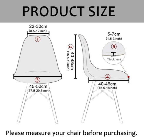 HAOYONG Waterproof Shell Chair Covers, Set of 2 Jacquard Dining Room Chair Slipcovers for Kitchen, Office, Living Room