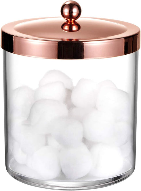 SheeChung Premium Apothecary Jar, 50 Oz. Large Clear Plastic Container with Rust Proof Stainless Steel Lid, Storage