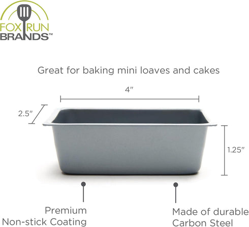 Fox Run Non-Stick Mini Loaf Pan, 4" x 2.5"