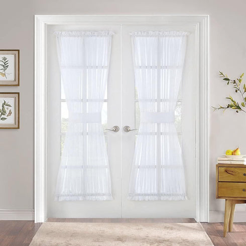PONY DANCE White Voile Sheer Side Door Window Curtains for Front Door, French Door, Small Window Sidelight, 1 Panel,
