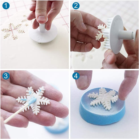 HiParty 6Pcs/Set Snowflake Fondant Cutter, Cookie Cutter Set with 6 Snowflake Shapes, White/Transparent