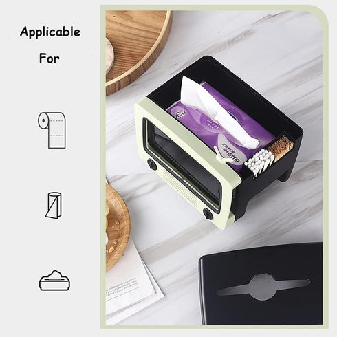 LSLANSOON Tissue Box Holder with Cell Phone Slot, Retro TV Shaped Tissue Case and Cellphone Holder Cellphone Stand