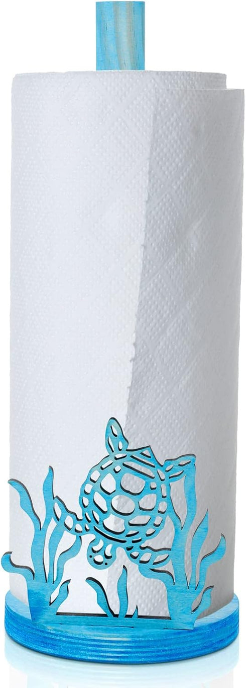 Remerry Turtle Paper Towel Holder Blue Room Decor Wooden Sea Turtle Seaweed