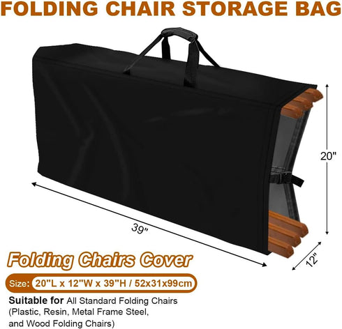 20x12x39inch POMER Folding Chair Storage Bag for Plastic, Resin, and Wood Folding Chairs Waterproof Chair Cover