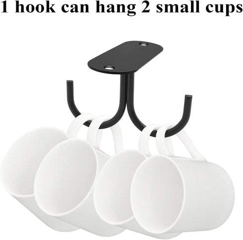 Mocoum Black Under Cabinet Mug Hooks - Rustic Organizer Rack for Mugs and Kitchen Utensils