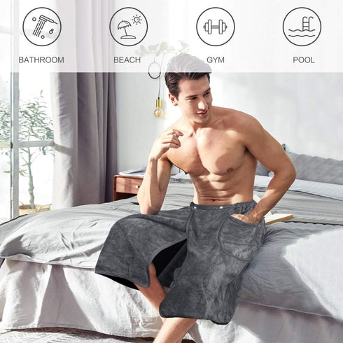 24inch 63inch SINLAND Microfiber Mens Bath Wrap Water Absorbent Quick Dry Spa Sauna Wrap Around Towel Bath Towels