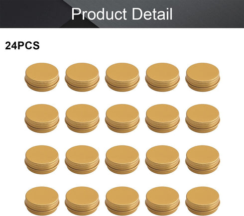 Othmro 24pcs Metal Round Tins - 0.5oz/15ml Aluminum Containers with Screw Lid for Salve, Spices, Lip Balm, Gold