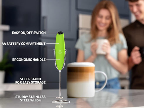PRO MILK FROTHER WAND, ULTRA HIGH SPEED HANDHELD FROTHER, UPGRADED STAND, Powerful Mixer with Stainless Steel Whisk