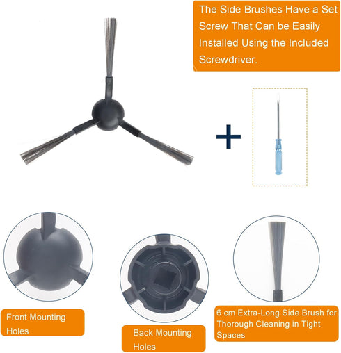 Replacement Parts for Dreame L20 Ultra / L30 Ultra Robot Vacuum Cleaner - 1 Main Brush, 4 Dust Bags, 4 Mop Pads, 2 HEPA