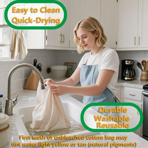 2 Pack 16"x16" XXL Nut Milk Bag - Unbleached Natural Cotton Cheese Cloths | Reusable Cheesecloth Strainer
