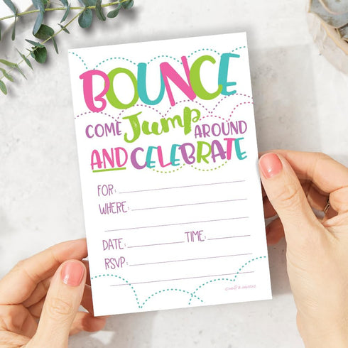 Girl Bounce House or Jumping Party Invitations, 20 Count with Envelopes for Jump Party Invites