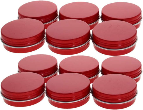 Othmro 12pcs 1oz Metal Round Tins Aluminum Containers with Screw Lid, 50 * 20mm(DxH) Red for Salve, Spices, Lip Balm,