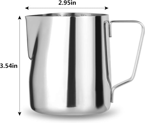 Milk Frothing Pitcher, 12 Oz Stainless Steel Espresso Cup for Frothing