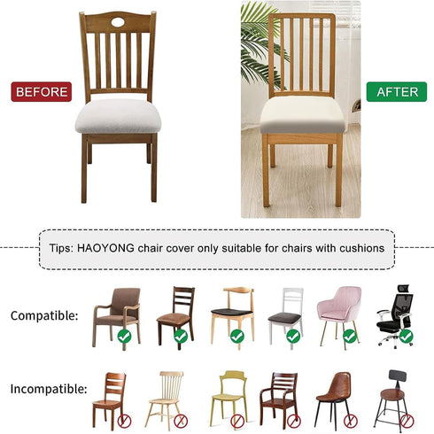 Stretch Off White Chair Covers Set of 4 for Dining Room, Removable Washable Seat Cushion Slipcovers for Kitchen Office