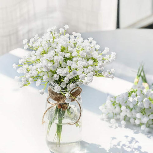 Veryhome 10PCS Fake Babys Breath Flowers - Artificial White Gypsophila for DIY Floral Bouquets
