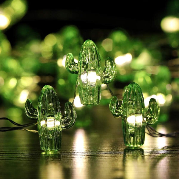 Tropical Theme Cactus Decorative String Lights 14.1Ft 40 Warm White LED Waterproof
