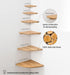 Corner Shelf, Solid Oak Wood Floating Corner Shelf Wall Mount Round End Floating Speaker Shelves with Wire Hole