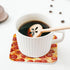 Set 4 Inches Set 6 Marble Coasters Square Leather Drinks Coaster with Holder for Coffee Table Bar Home Decor of (Pizza