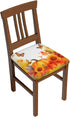 Set of 2 Removable Chair Seat Covers, Fall Sunflowers Stretchable Slipcovers for Dining Room, 16.9x16.9 Inches