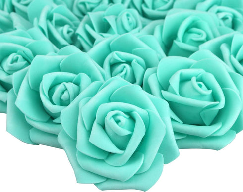 100pcs DIY Real Touch 3D Artificial Foam Rose Head - Without Stem for Wedding Party Home Decoration (Tiffany)