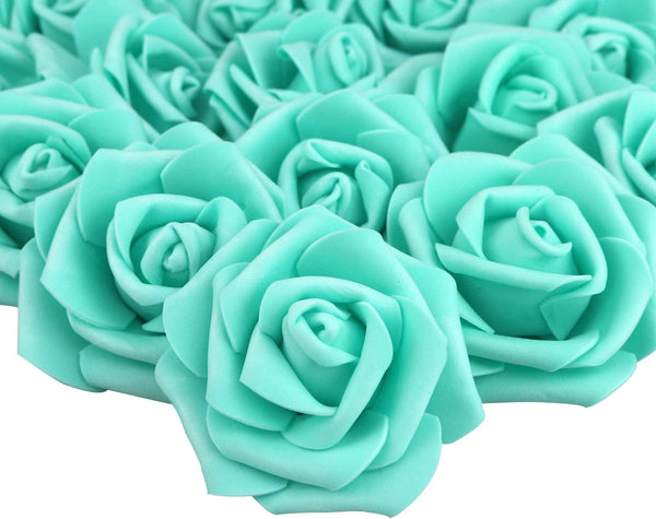 100pcs DIY Real Touch 3D Artificial Foam Rose Head - Without Stem for Wedding Party Home Decoration (Tiffany)