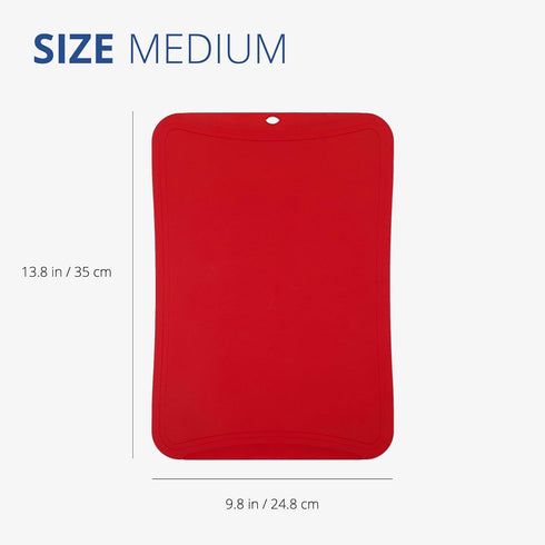 BLUE GINKGO Medium Flexible Cutting Board, Scratch Resistant TPU Chopping Mat, Dishwasher Safe (Red)