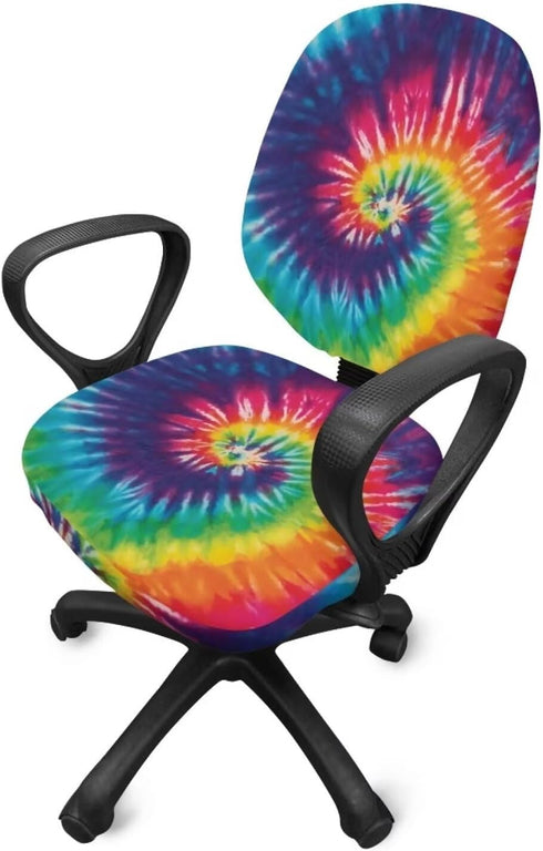 Office Chair Cover with Elastic Band, Removable Slipcover for Universal Desk Chair, High Elastic Fabric Tie Dye Print