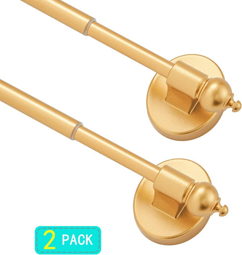 Magnetic Curtain Rods - Multi-Use Adjustable Appliance for Metal Doors, Windows, 16-28 Inch, Gold, 2 Pack, No Tools
